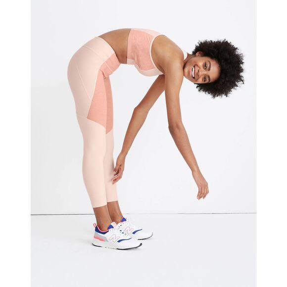 Outdoor Voices 3/4 Warmup Leggings Pink Colorblock XS Athletic Pants EUC - Picture 1 of 5